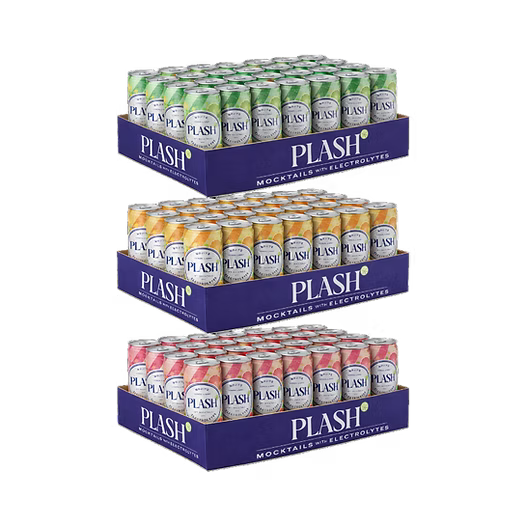 PLASH XL Party Pack – Electrolyte Mocktail Variety (3 Flavours), 72-Pack 330 ml Ready-to-Drink Cans