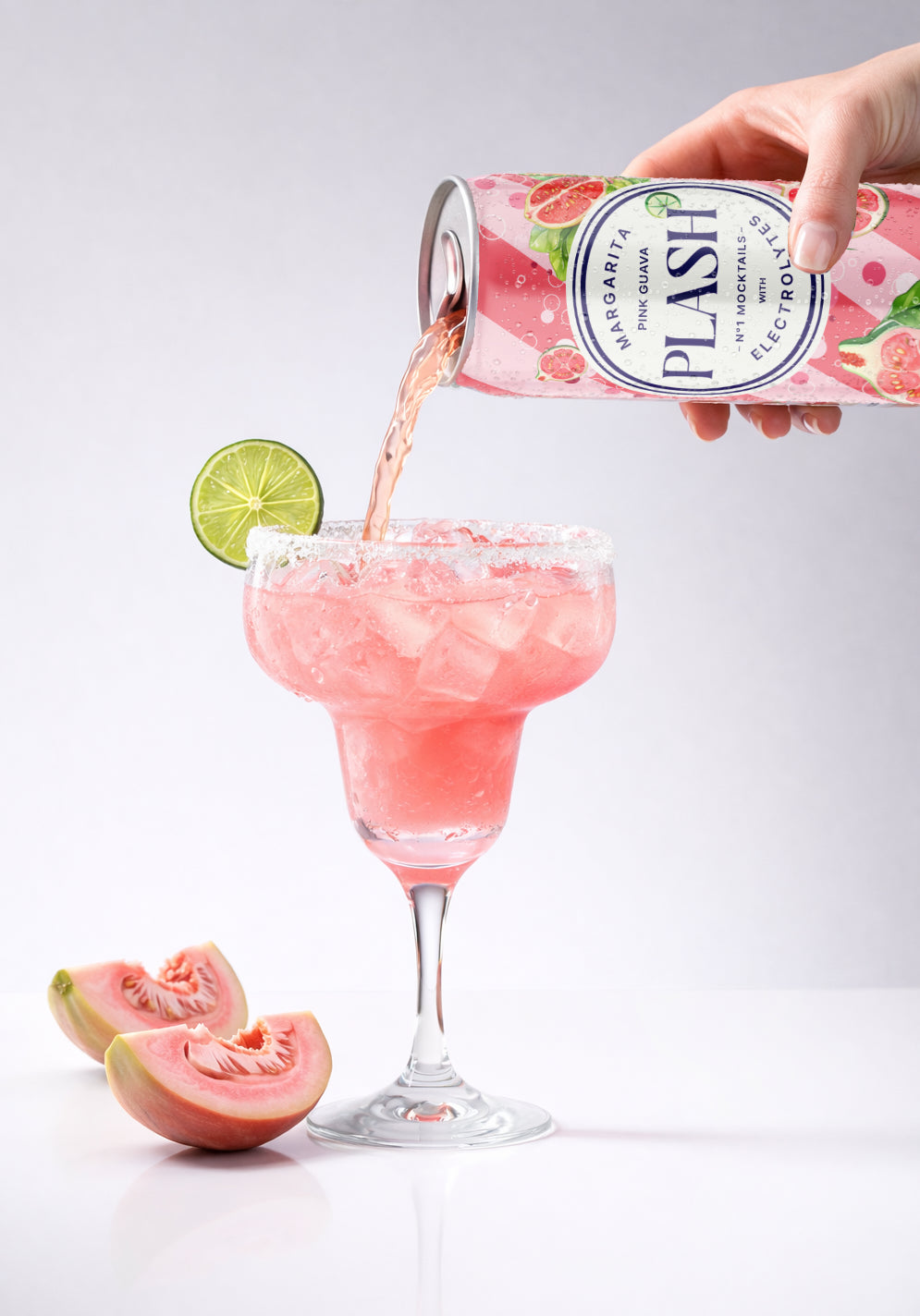 PLASH MARGARITA Pink Guava – Alcohol-Free Electrolyte Mocktail, Low Sugar, 24 × 330 ml Cans